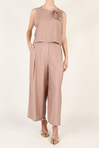 Pantaloni Ampi con Pinces in Misto Viscosa