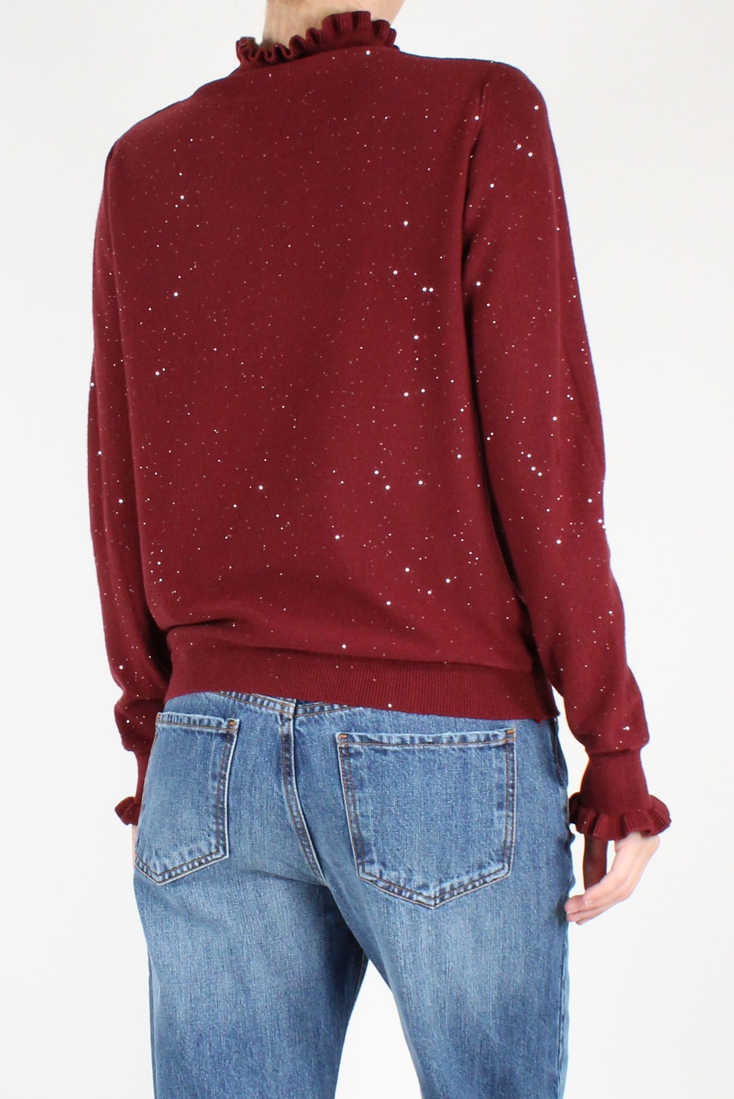 Sweater with Ruffles and Micro Sequins