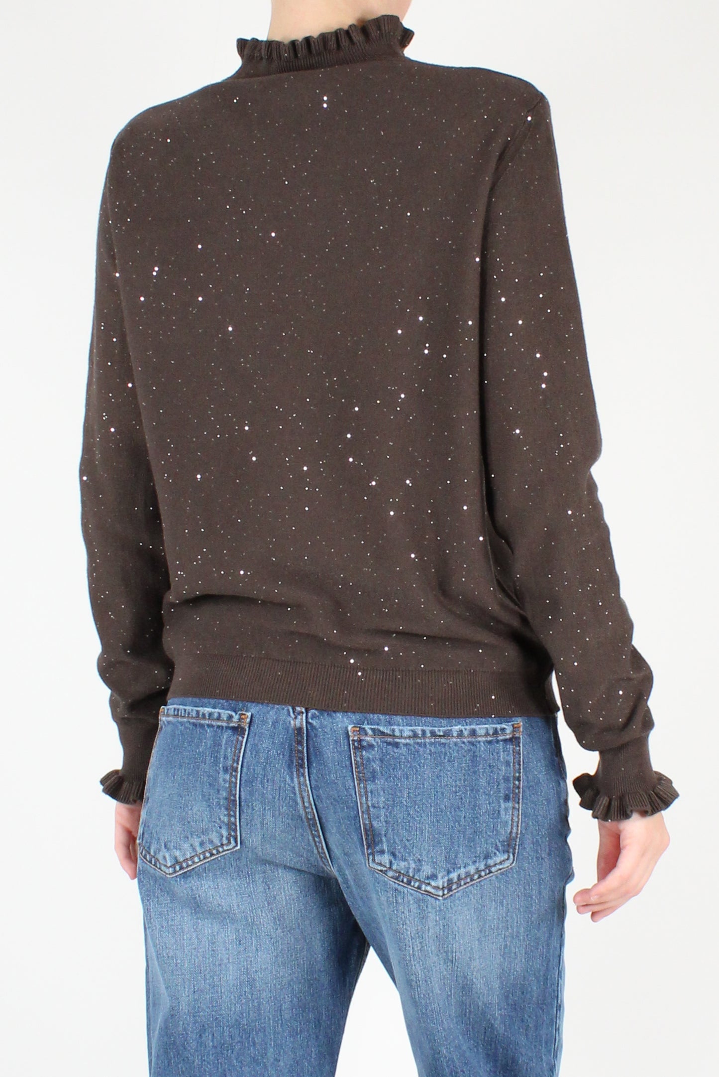 Sweater with Ruffles and Micro Sequins