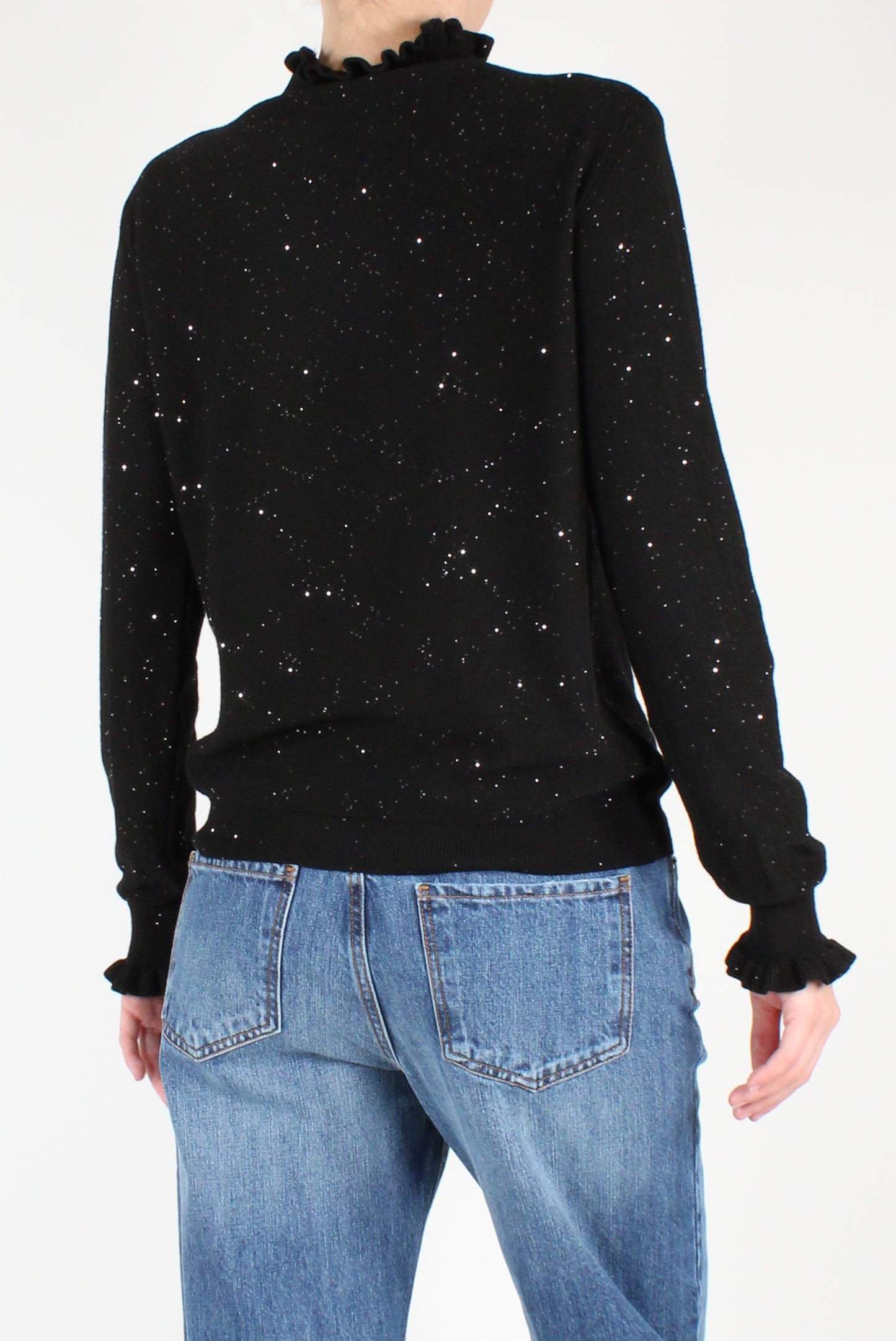 Sweater with Ruffles and Micro Sequins