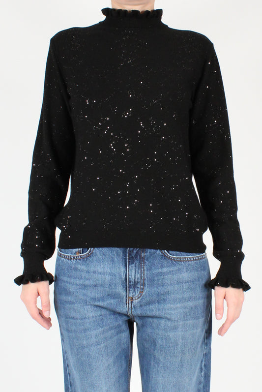 Sweater with Ruffles and Micro Sequins