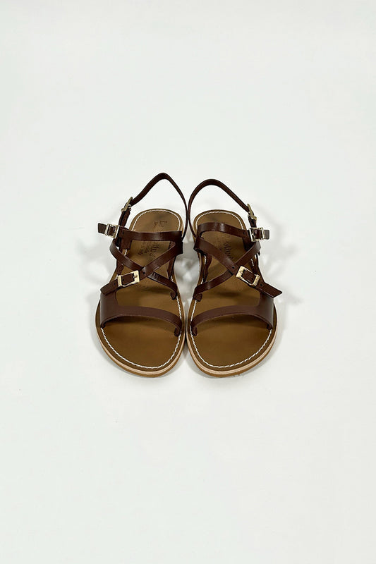 Multi-buckle leather sandals