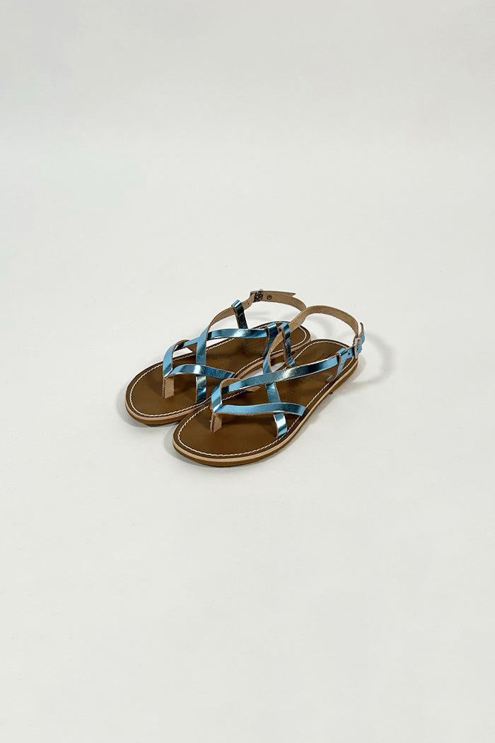 Metallic Flip-Flop Leather Sandals