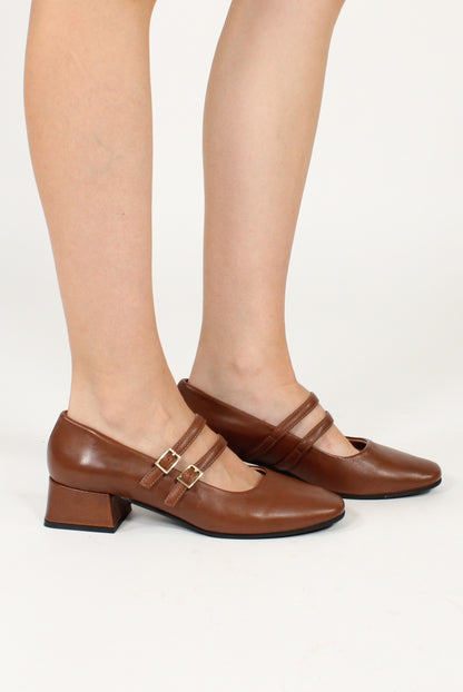 Mary Jane con Doppio Cinturino in Pelle