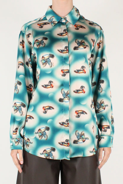 Camicia a Maniche Lunghe Stampa Anatre