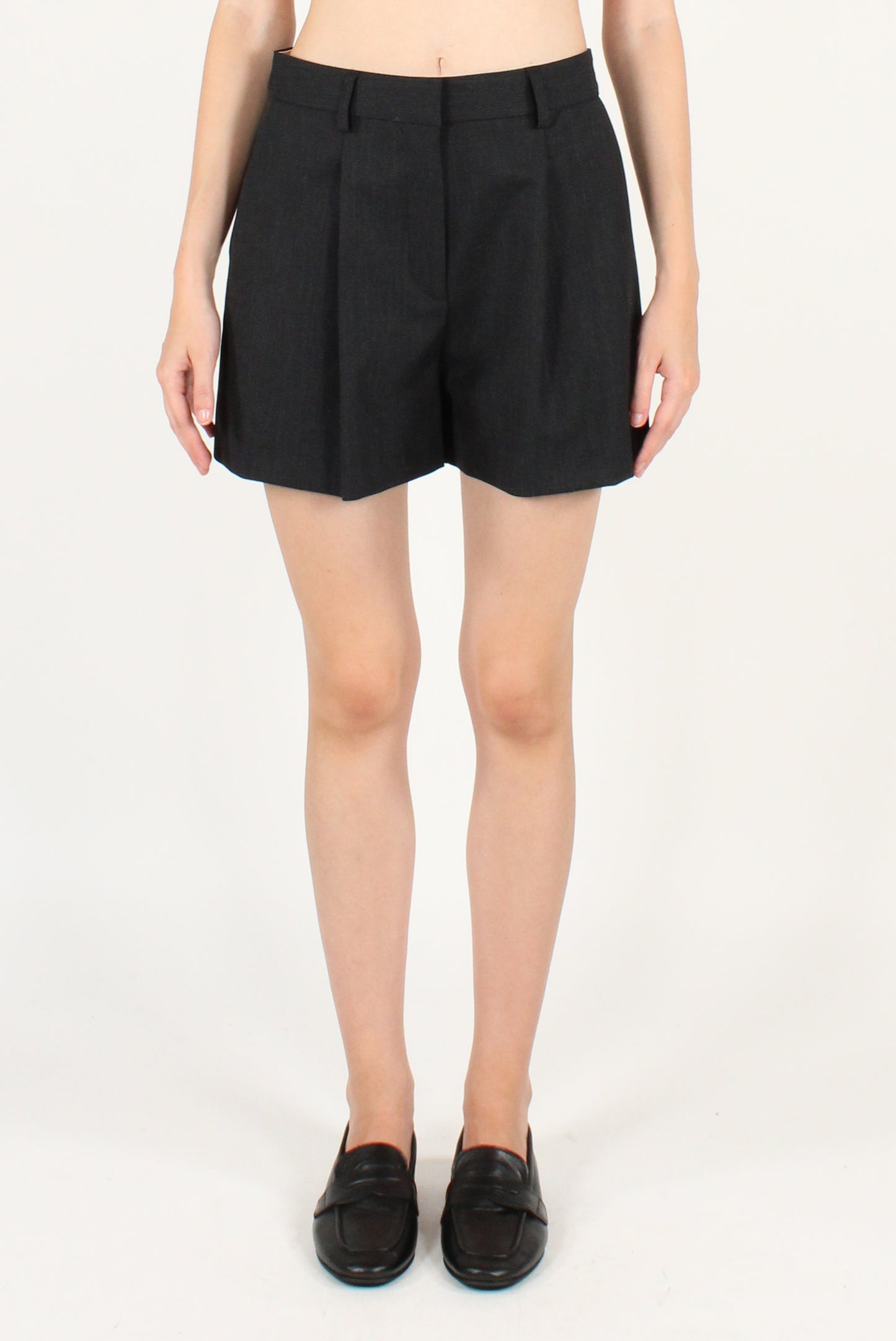 Shorts con Pinces in Misto Lana