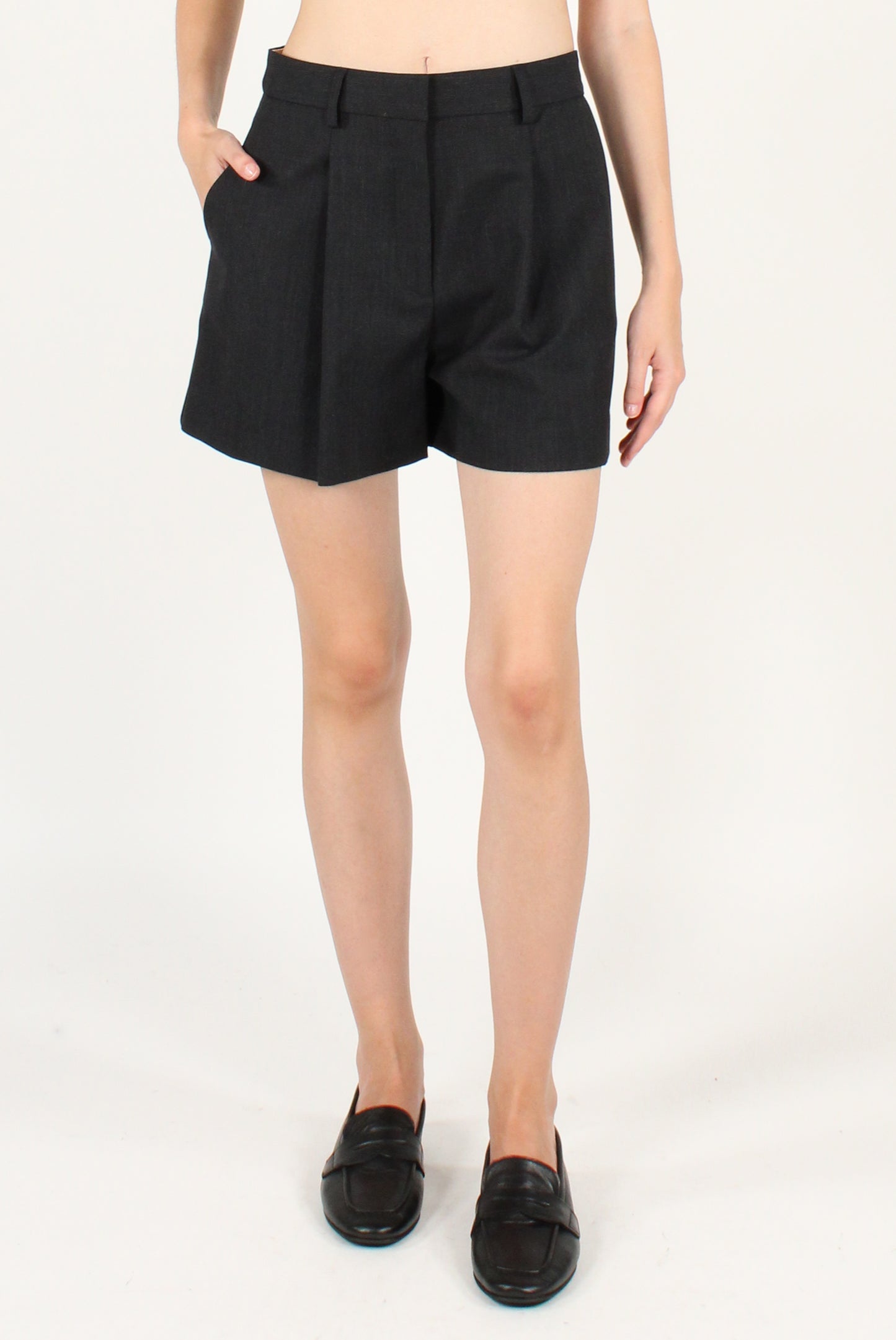Shorts con Pinces in Misto Lana