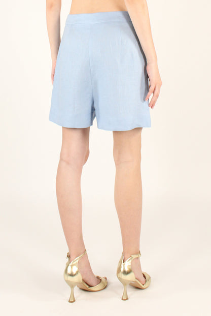 Shorts con Pinces in Puro Lino