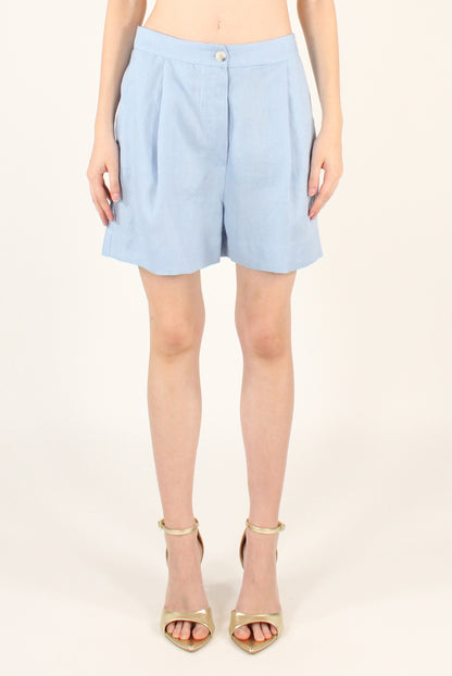 Shorts con Pinces in Puro Lino