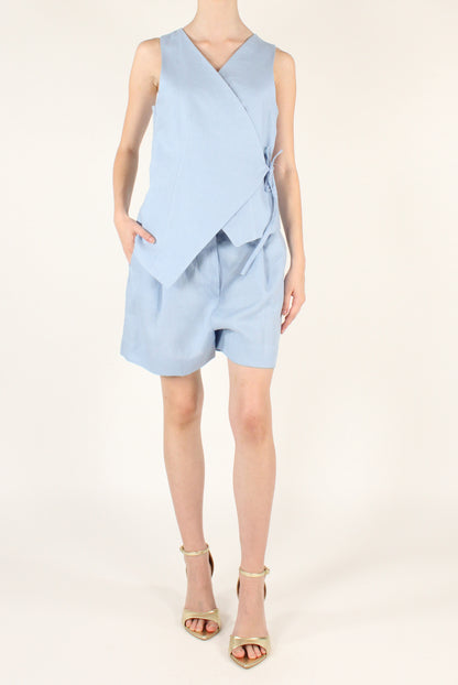 Shorts con Pinces in Puro Lino