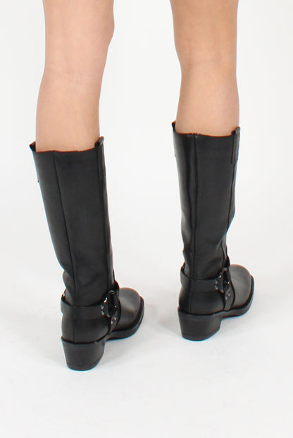 Mid Heel Buckle Boots