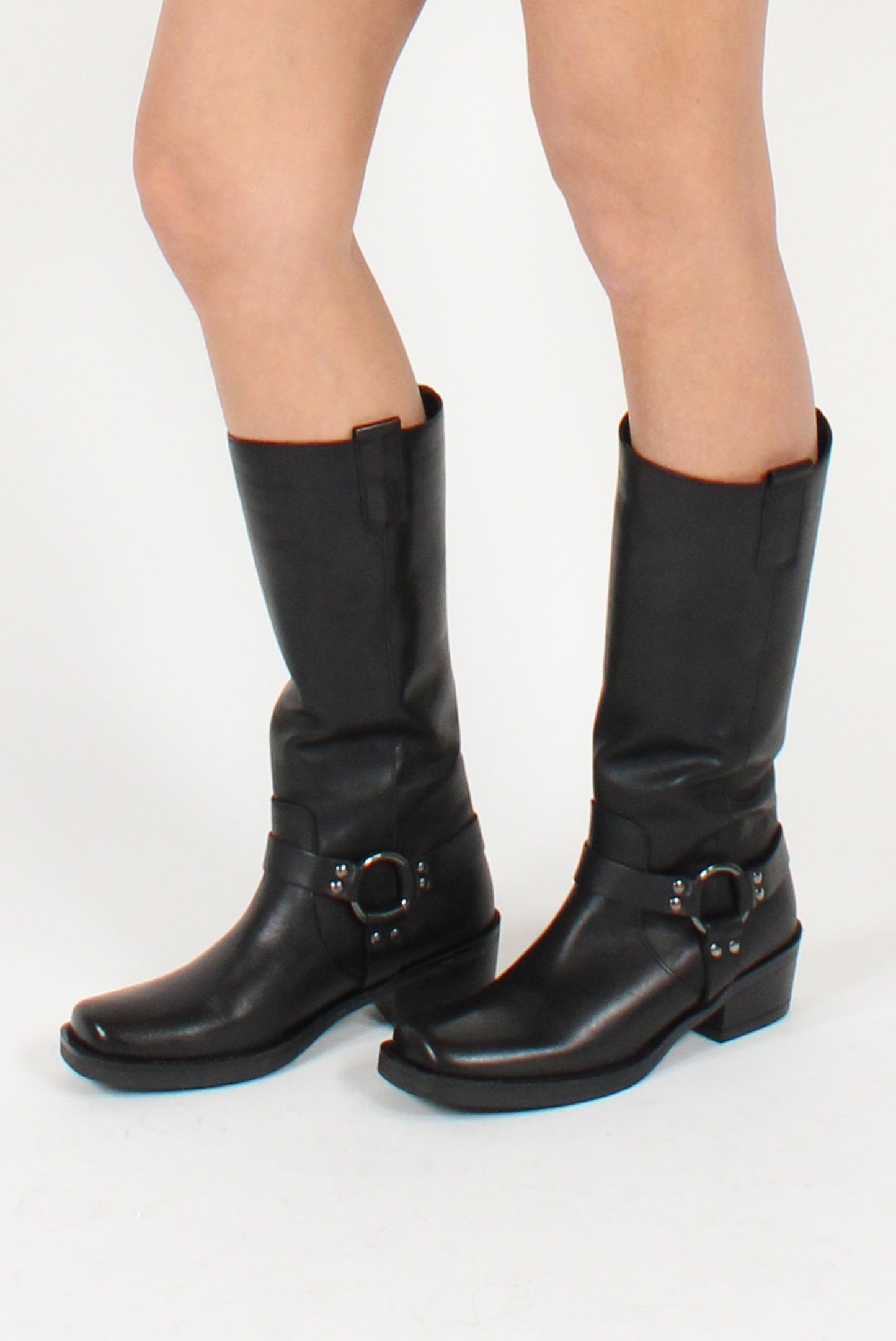 Mid Heel Buckle Boots