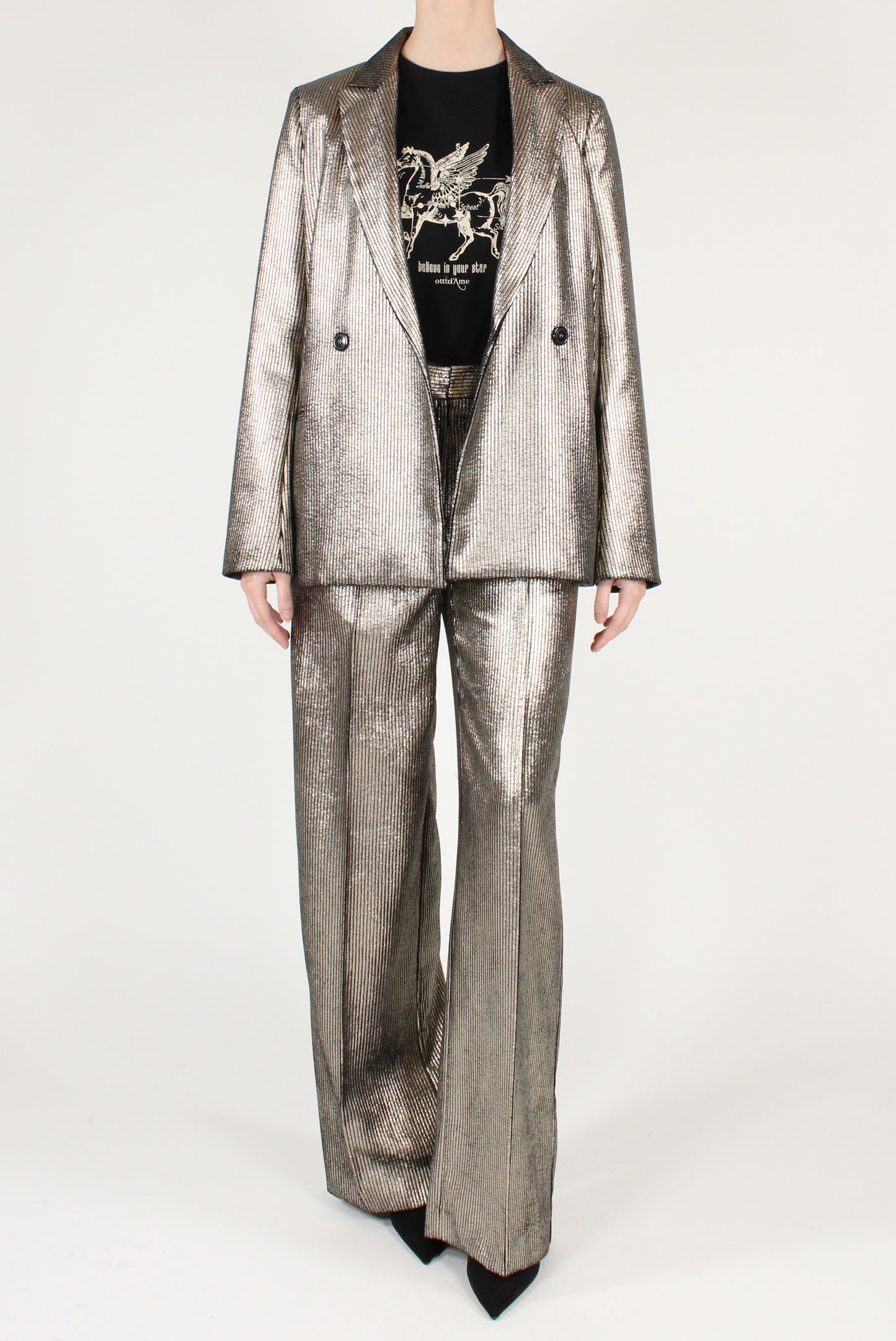 Pantaloni in Velluto a Coste Metallizzati