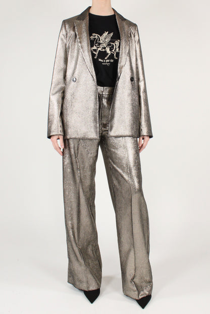 Blazer in Velluto a Coste Metallizzato