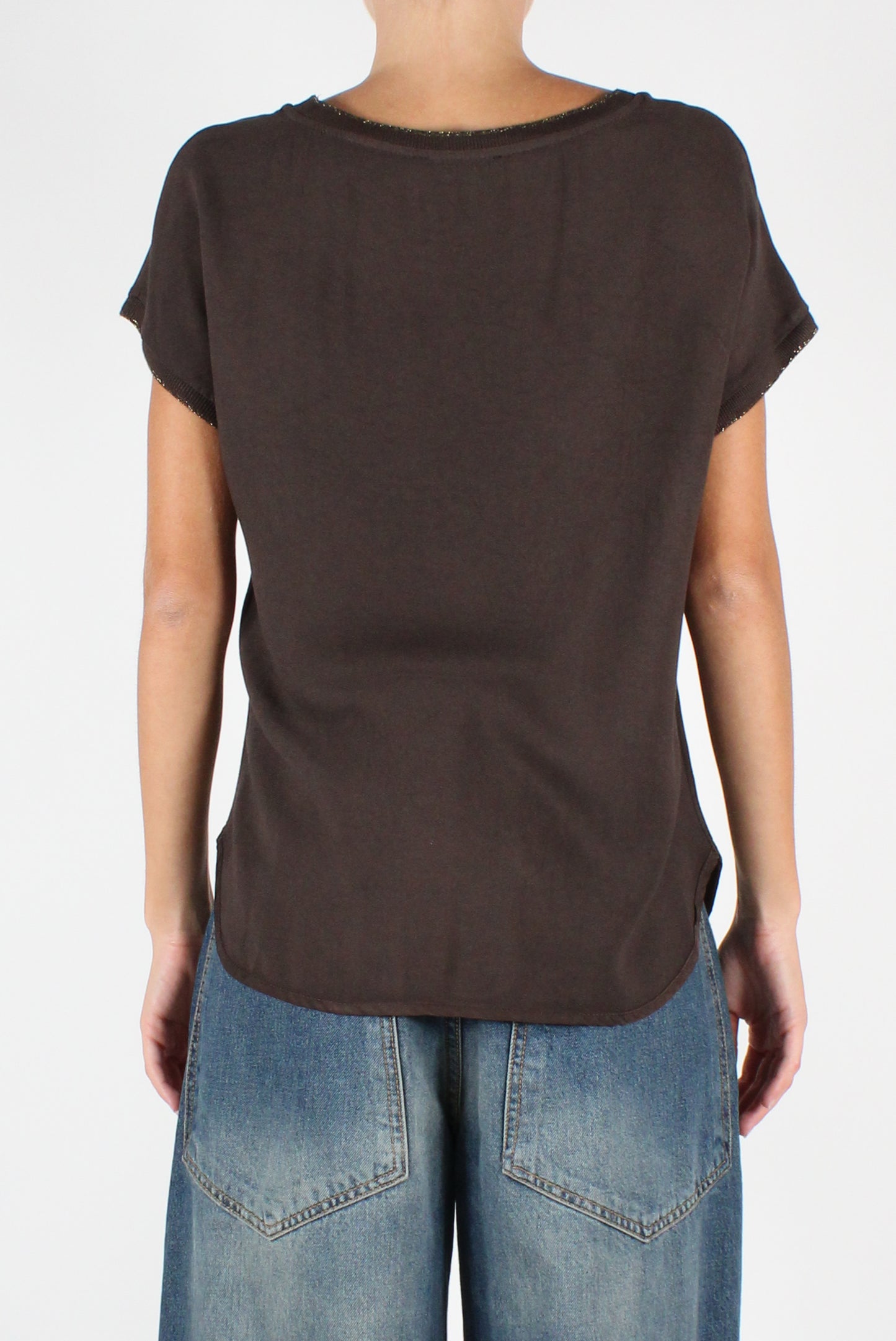 Crewneck T-Shirt with Lurex Edges