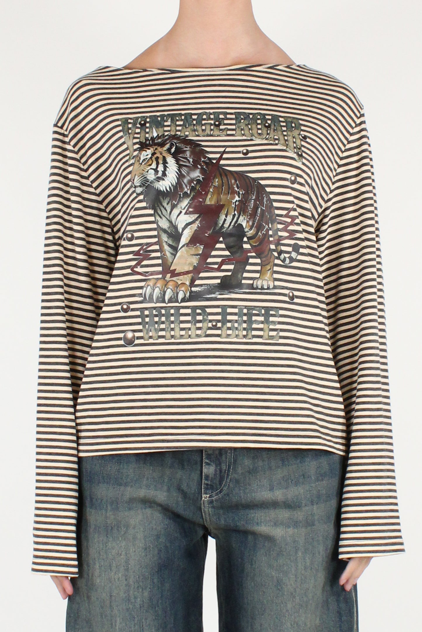 Maglia a Righe Stampa Leone
