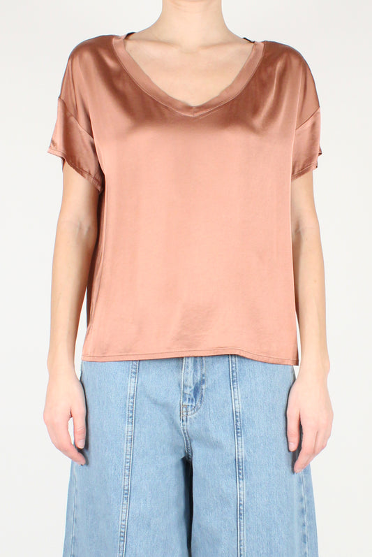 T-shirt Scollo a V in Viscosa