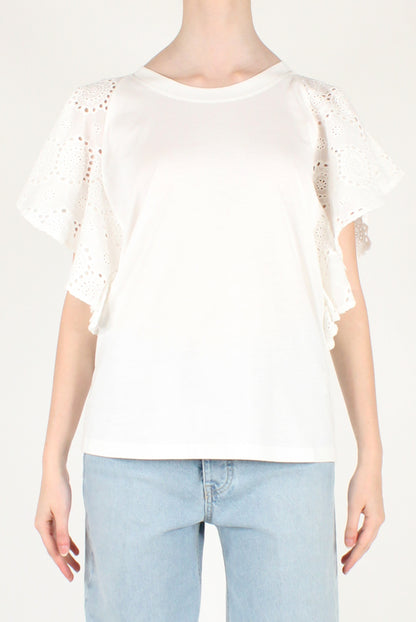 T-shirt with Sangallo ruffles