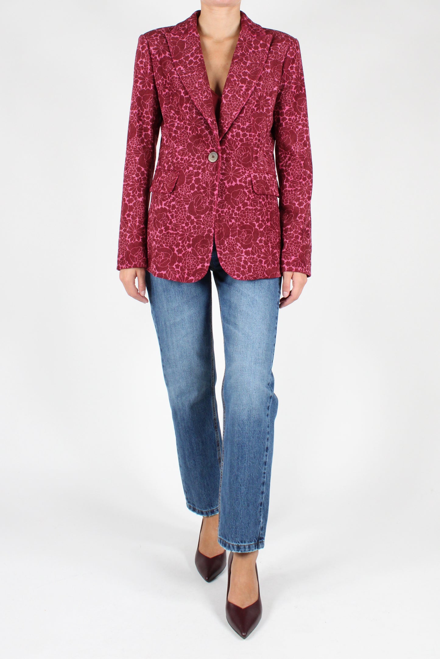 Floral Print Corduroy Blazer