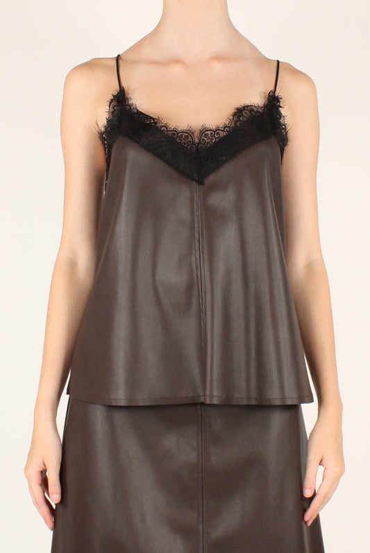Top in Ecopelle con Pizzo