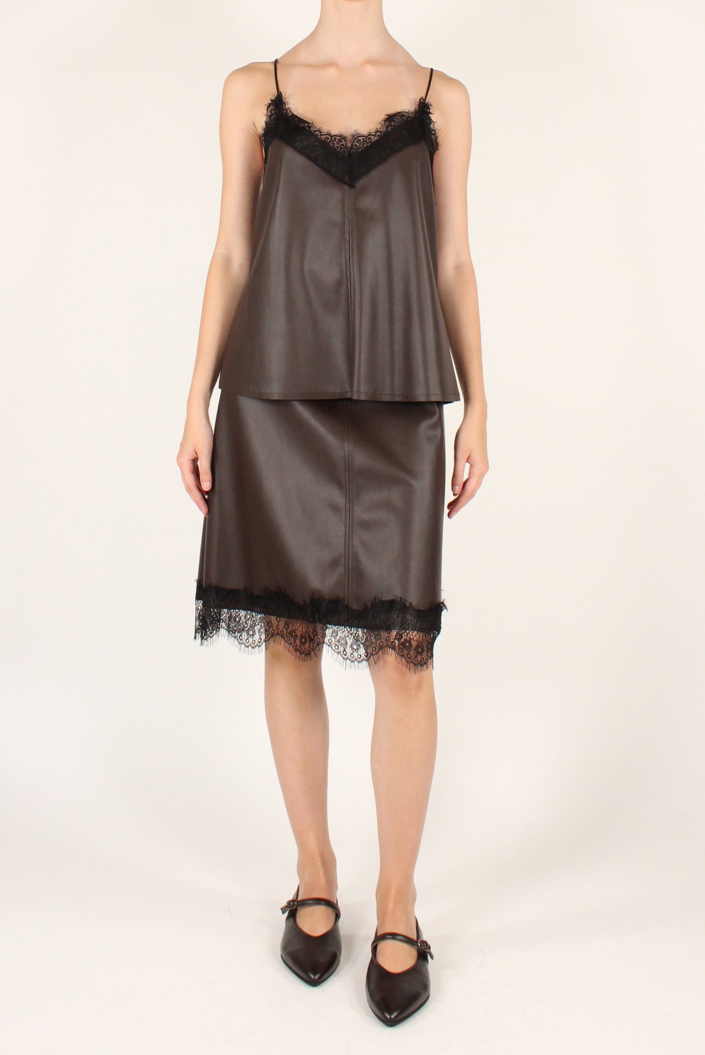 Top in Ecopelle con Pizzo