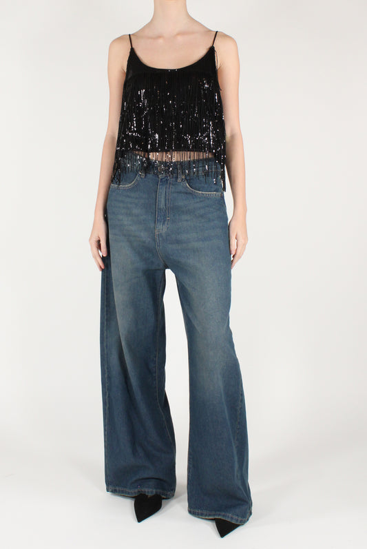 Top con Frange in Paillettes