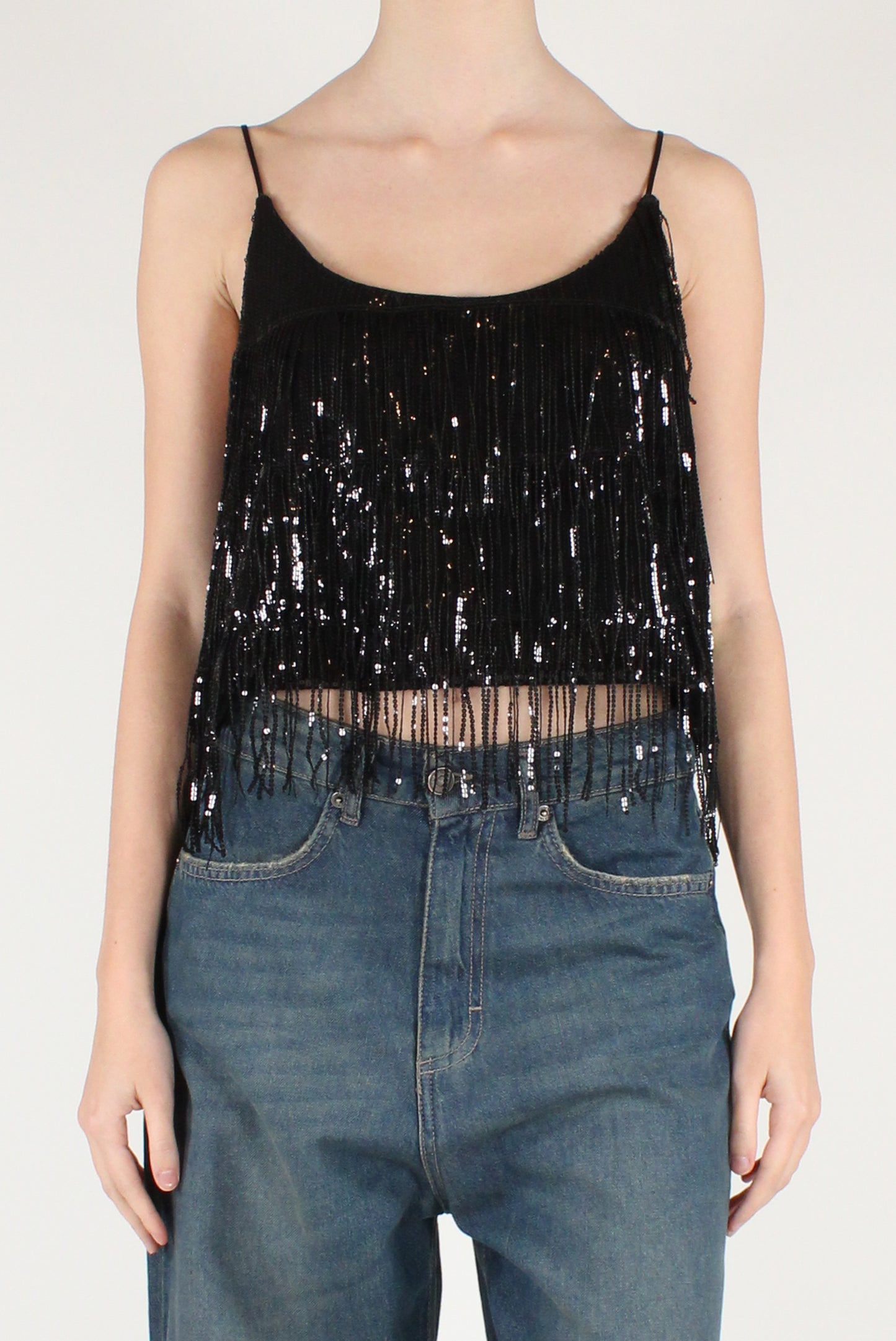 Top con Frange in Paillettes