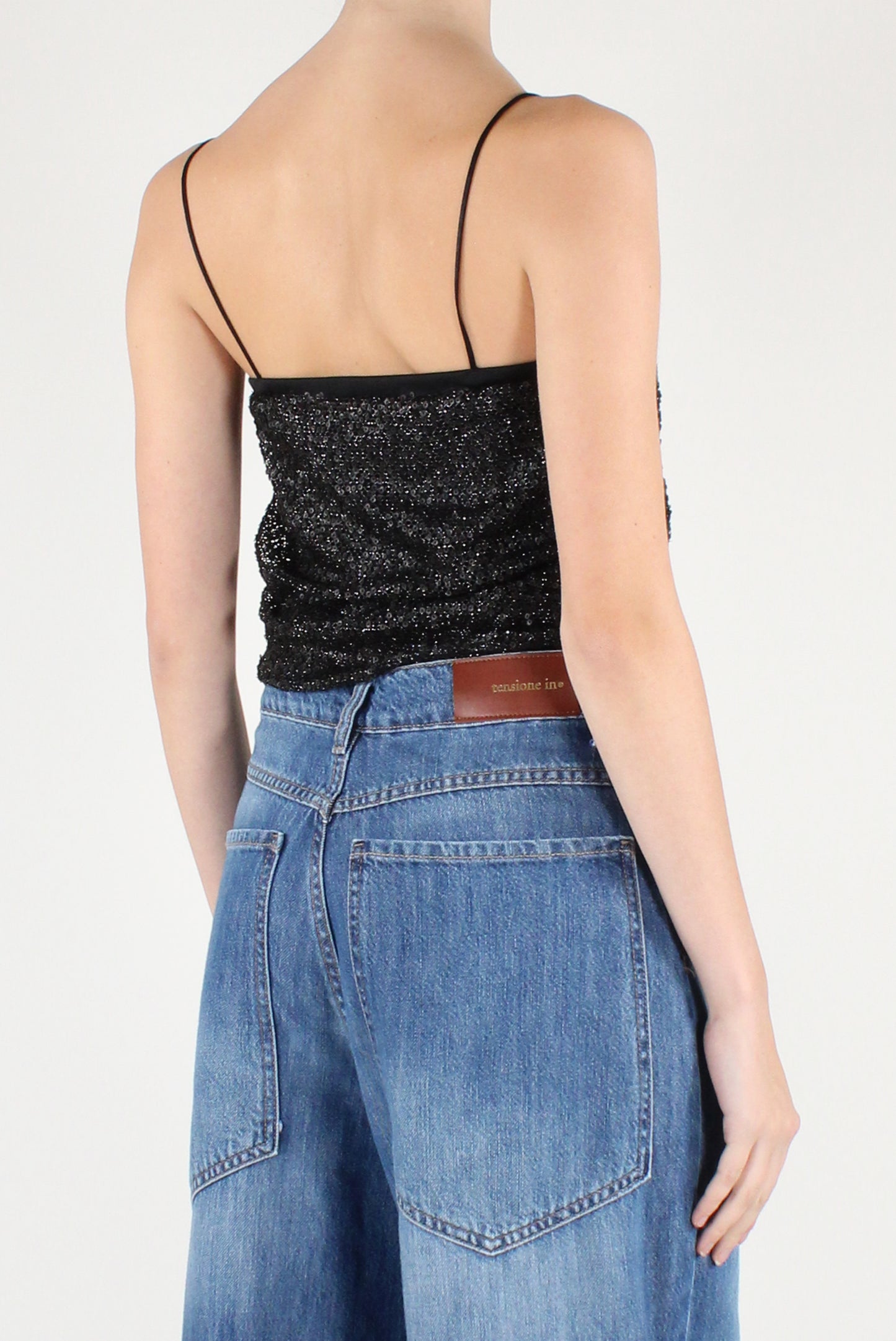 Bandeau Crop Top with Sequins