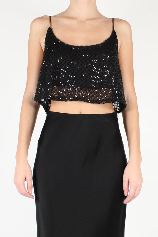 Sequin Net Crop Top