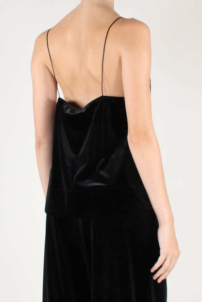 Top in Velluto Liscio con Pizzo