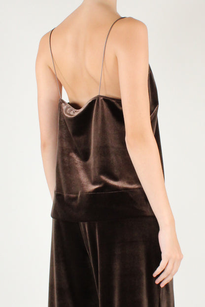 Top in Velluto Liscio con Pizzo