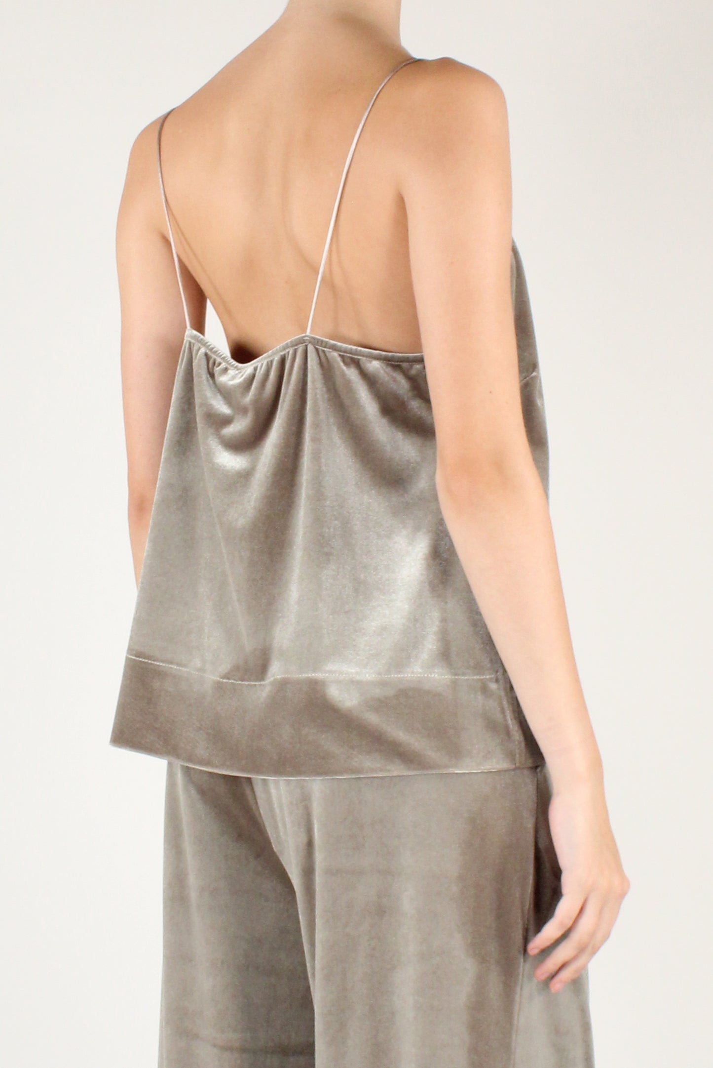 Top in Velluto Liscio con Pizzo