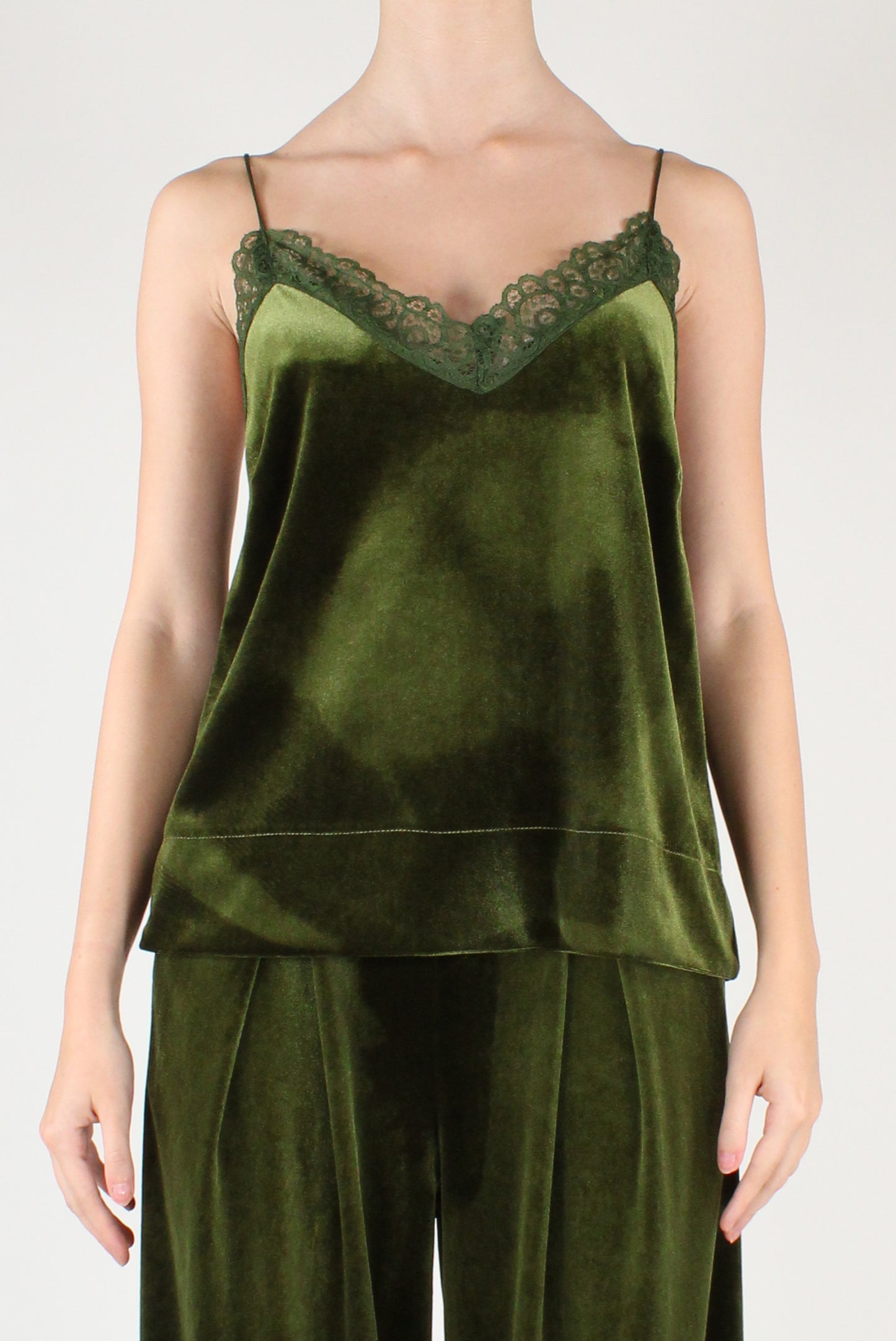 Top in Velluto Liscio con Pizzo