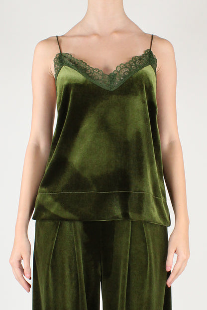 Top in Velluto Liscio con Pizzo