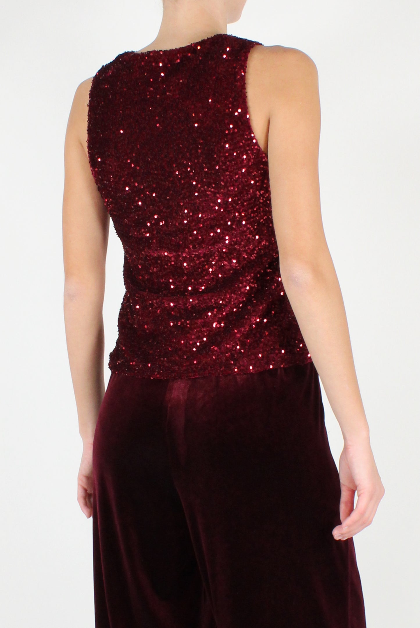 Velvet and Sequin V-Neck Top