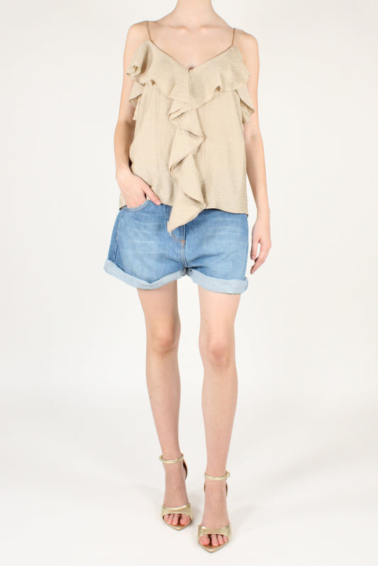 Top Scollo a V con Rouches
