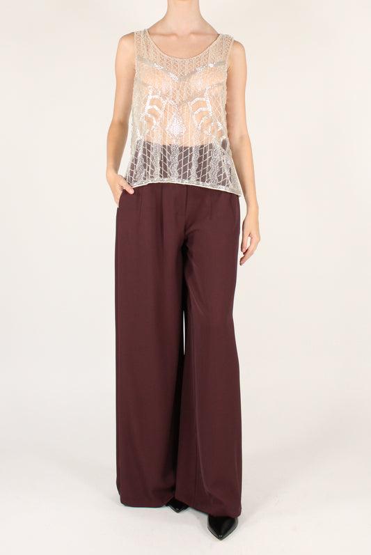 Top in Tulle Ricamo con Perline