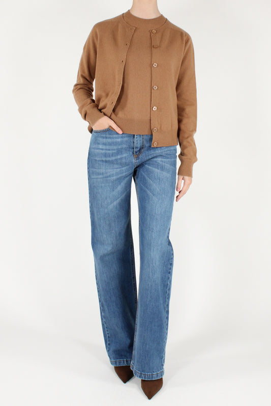 Cardigan Girocollo in Pura Lana