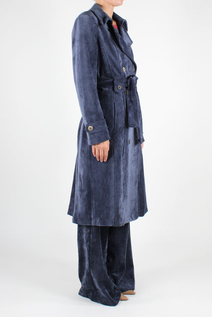 Double-breasted Corduroy Trench Coat