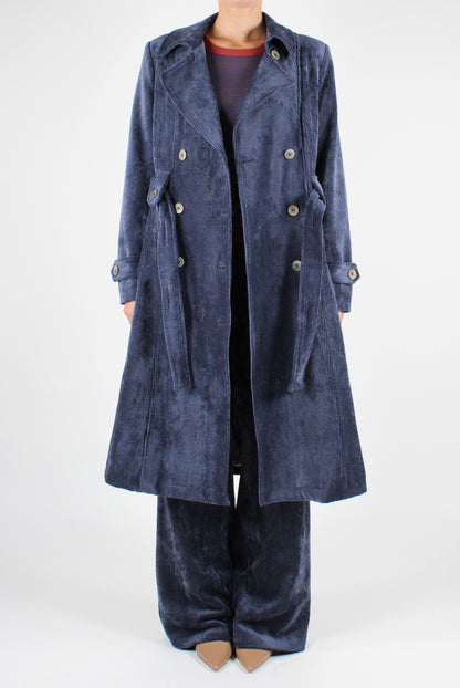 Double-breasted Corduroy Trench Coat