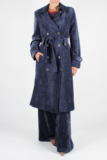 Double-breasted Corduroy Trench Coat