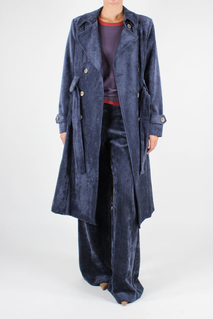 Double-breasted Corduroy Trench Coat