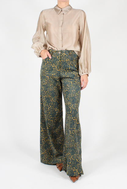 Floral Corduroy Palazzo Pants