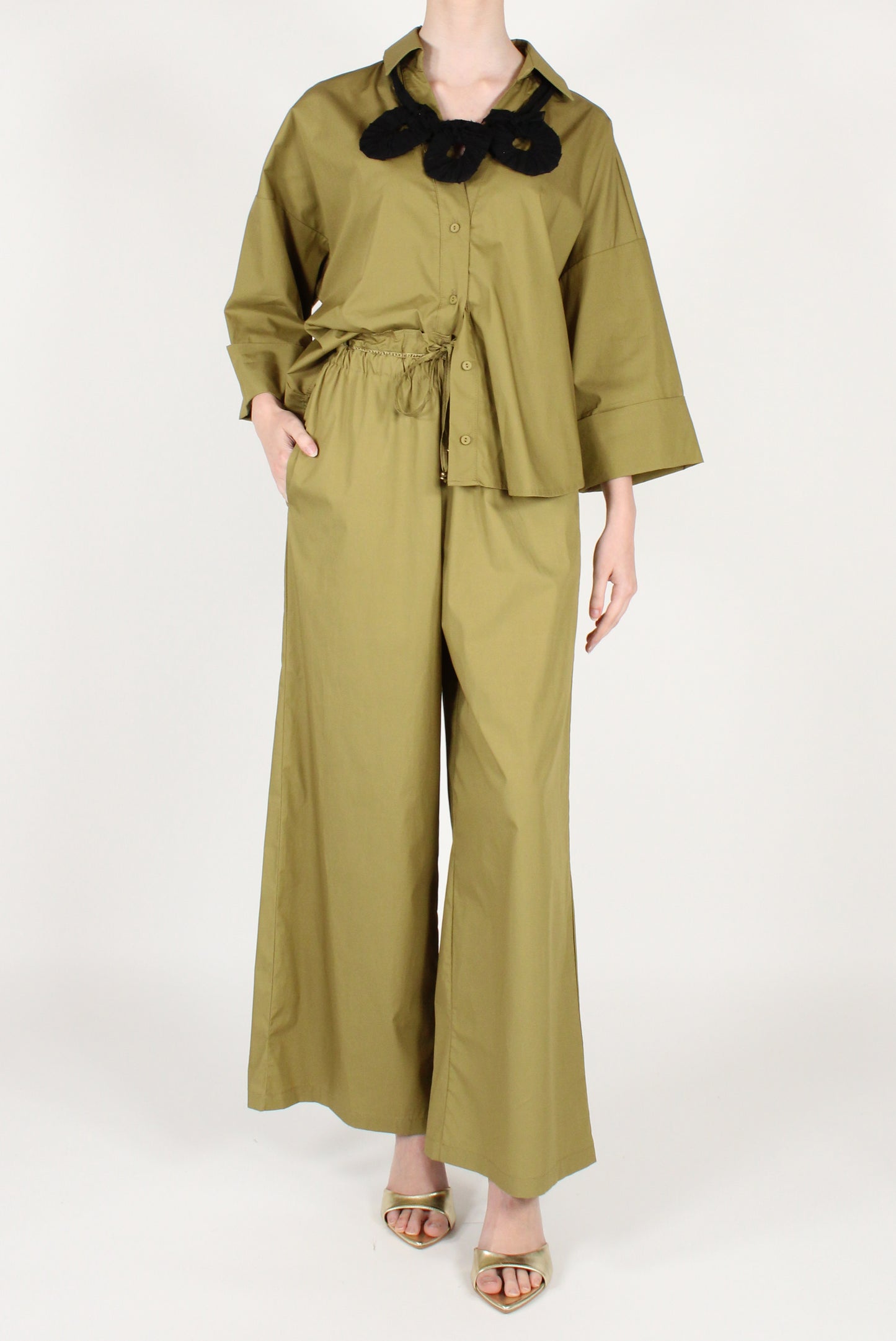 Camicia Over Maniche a 3/4 in Cotone