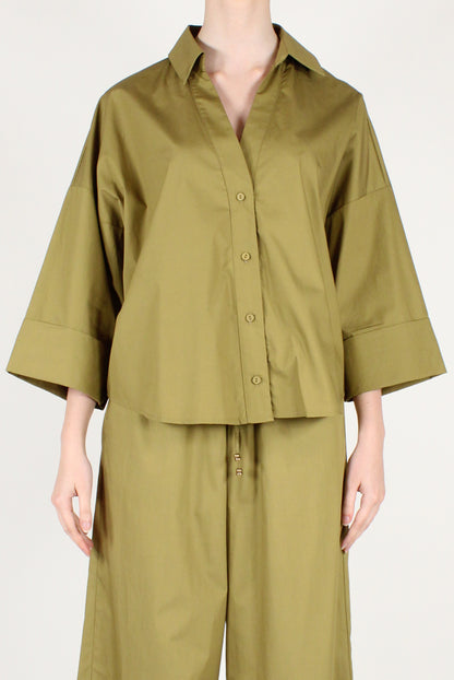 Camicia Over Maniche a 3/4 in Cotone