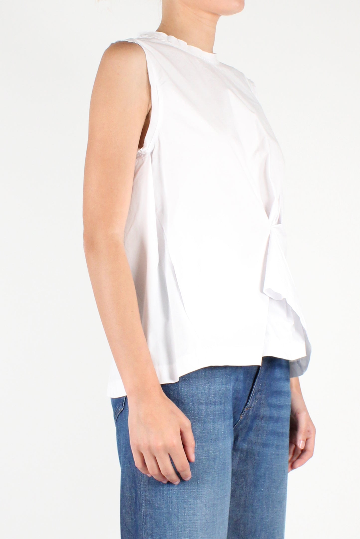 Poplin Top with Pleats