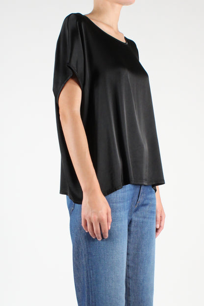 Wide Round Neck Blouse in Viscose
