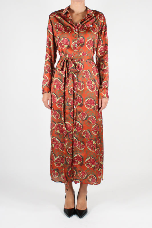 Pomegranate Print Shirt Dress