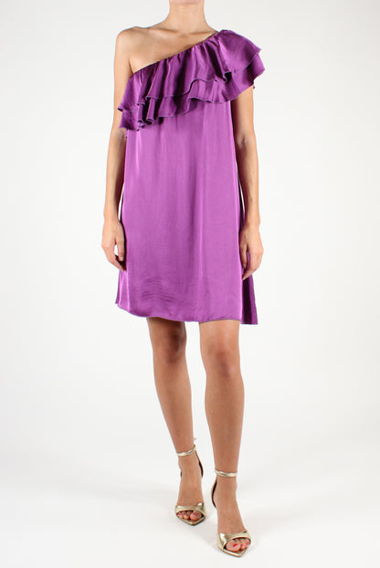 Short one-shoulder dress with ruffles