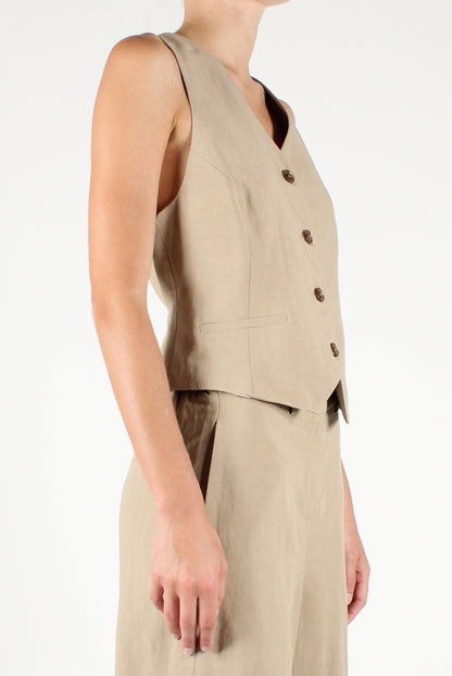 Waistcoat and Bermuda shorts set in linen blend